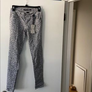 Celebrity pink leopard gray denim jeans